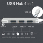 ⁦موزع USB 3.0 بأربعة منافذ، محول توسعة USB عالي السرعة⁩ - الصورة ⁦5⁩